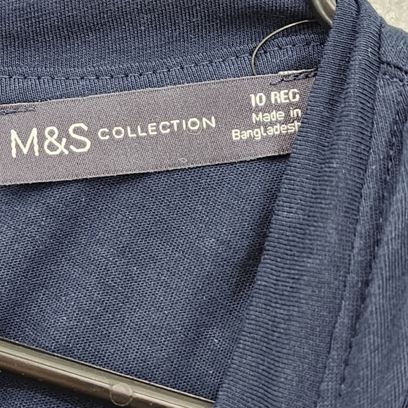 M&S Collection Women's Pure Cotton Jersey Belted Midi Column Dress - 10 - Picture 4 of 7